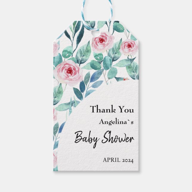Baby Shower Geschenktafel mit niedlicher Aquarellg Geschenkanhänger (Vorderseite)