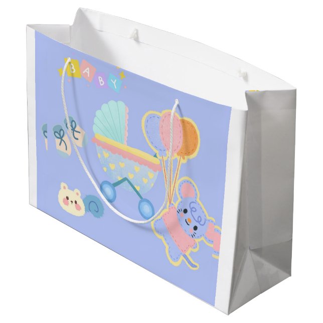 Baby-Shower-Geschenktasche Große Geschenktüte (Rückseite Schrägansicht)