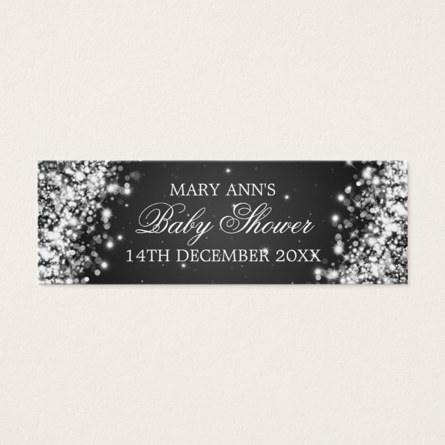 Baby Shower Gevor Tag Sparkling Wave Black (Vorderseite)