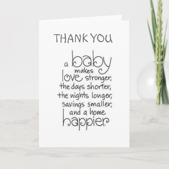 BABY SHOWER/GIFT DANKEN SIE MIT BABY LIEBE DANKESKARTE (Vorderseite)
