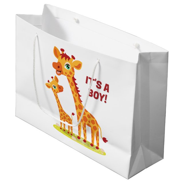 Baby Shower Giraffe Geschenktasche Große Geschenktüte (Vorderseite Schrägansicht)