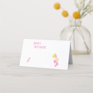 Baby Shower Girl Balloons Pink Rattle Platzkarte
