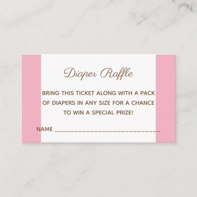 Baby Shower Girl Bear Diaper Raffle Ticket Begleitkarte (Vorderseite)