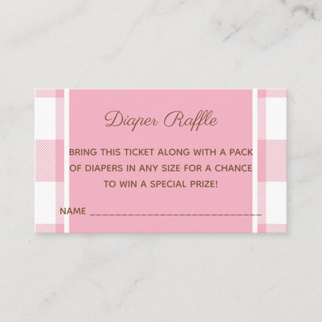 Baby Shower Girl Bear Pink Diaper Raffel Ticket Begleitkarte (Vorderseite)