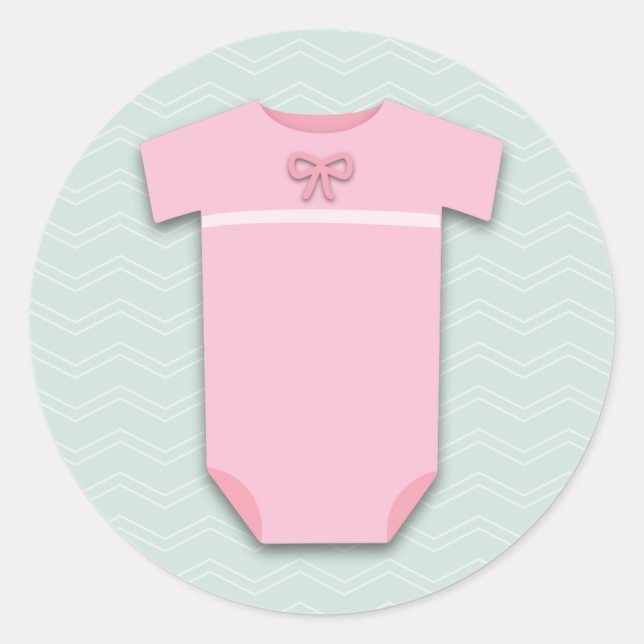Baby Shower Girl Bodysuit Runder Aufkleber (Vorderseite)
