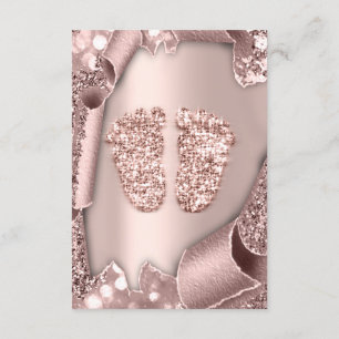 Baby Shower Girl Boy Feet Glam Rose Gold 3D Effec Einladung