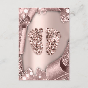 Baby Shower Girl Boy Feet Glam Rose Gold 3D Effec Einladung