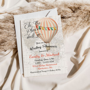 Baby Shower Girl Hot Air Ballon Einladung