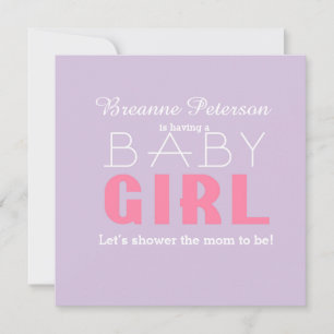 Baby Shower Girl Lavender Pink Classic Modernes Lo Einladung