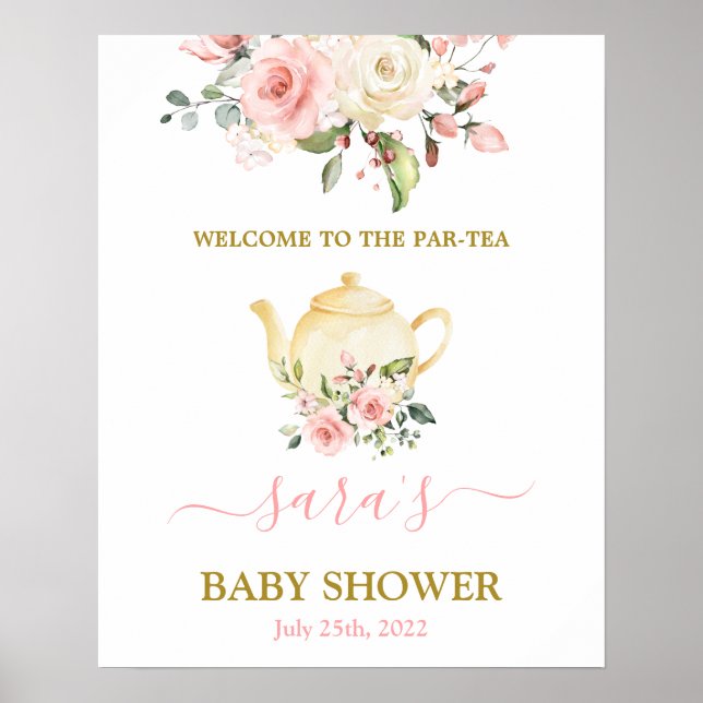 Baby Shower Girl Par-Tee Begrüßungszeichen Poster (Vorne)