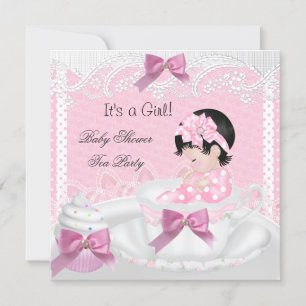 Baby Shower Girl Pink Baby Teacup Cupcake 34 Einladung