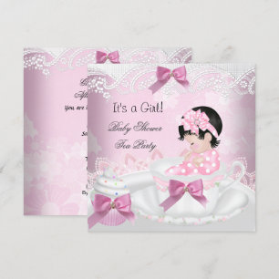 Baby Shower Girl Pink Baby Teacup Cupcake Einladung