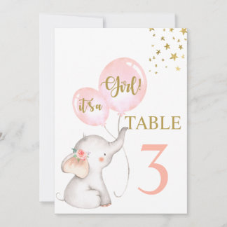 Baby Shower Girl Pink Elephant Table Schild Einladung
