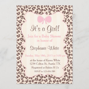 Baby Shower girl pink Leopard Einladung