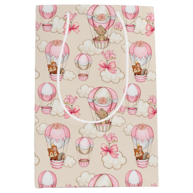 Baby Shower Girl Pink Mittlere Geschenktüte (Vorderseite)