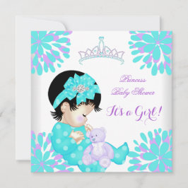 Baby Shower Girl Sweet Baby Aquamariner Lila Bär Einladung