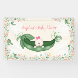 Baby Shower Girl Sweet Pea Pink Bow Peapod Banner