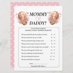 Baby Shower Girl Teddy Mommy Daddy Balloon Pink Einladung