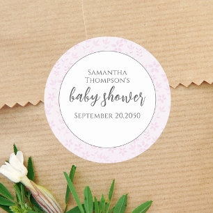 Baby Shower Girl Trendy Script Wasserfarbe Niedlic Runder Aufkleber