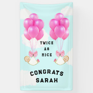 Baby Shower Girl Twins Banner
