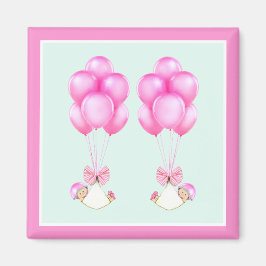 Baby Shower Girl Twins Magnet