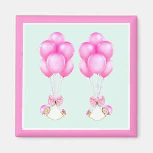 Baby Shower Girl Twins Magnet