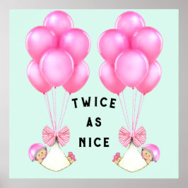 Baby Shower Girl Twins Poster