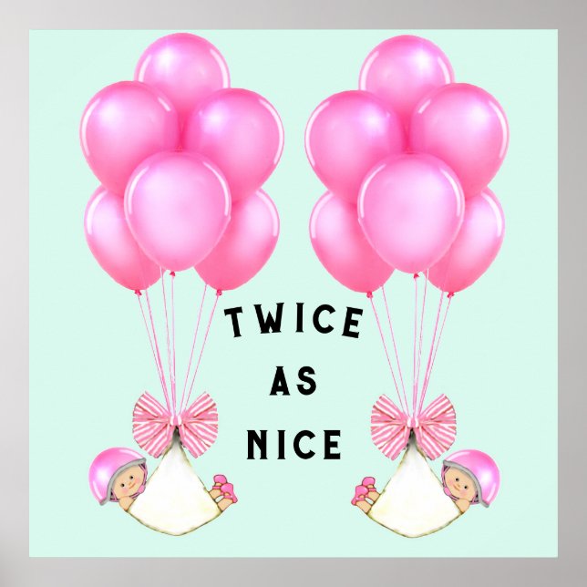 Baby Shower Girl Twins Poster (Vorne)