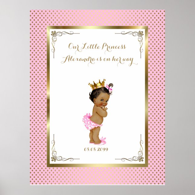 Baby Shower Girl, weiß pink, elegant,32x41,6 300pp Poster (Vorne)