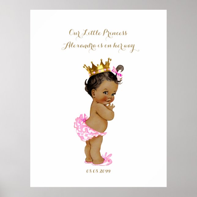 Baby Shower Girl, weiß pink, elegant,32x41,6 300pp Poster (Vorne)