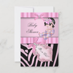 Baby Shower Girl Zebra Pink Einladung