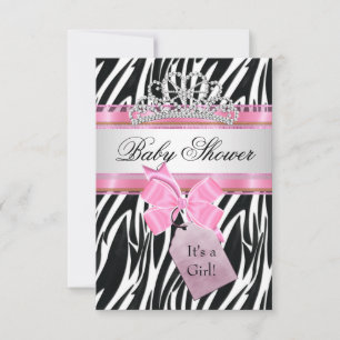 Baby Shower Girl Zebra Pink Princess Einladung