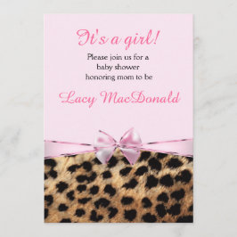 Baby Shower Girls Pink Bow Leopard Cheetah Einladu Einladung