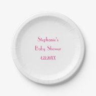 Baby Shower Girls Pink Individuelle Name 2024 Eleg Pappteller