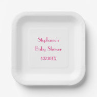 Baby Shower Girls Pink Individuelle Name Elegant 2 Pappteller