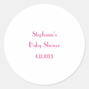 Baby Shower Girls Pink Individuelle Name Elegant 2 Runder Aufkleber