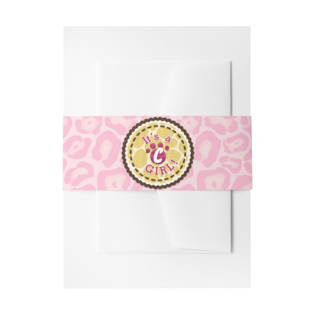 Baby Shower Girls Pink Safari Print Themed Party Einladungsbanderole (Vorderseite Beispiel)