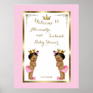 Baby Shower Girls TWINS, pink, elegant,40x52 300pp Poster