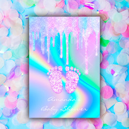 Baby Shower Girly Feet Glitzer Tropfens Unicorn Ho Einladung
