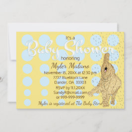 Baby Shower Gold Baby Elephant Blue Einladung