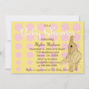 Baby Shower Gold Baby Elephant Einladung