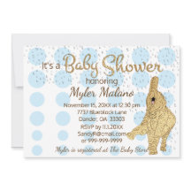 Baby Shower Gold Blue White Baby Elephant