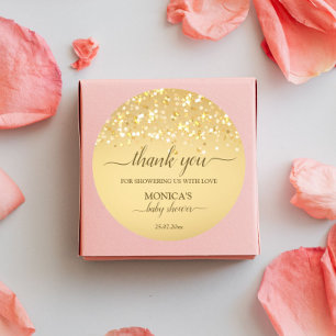 Baby Shower gold glitzernder Glitzer vielen Dank Runder Aufkleber