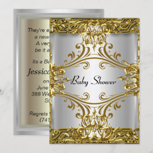 Baby Shower Gold Silber Neutral Einladung