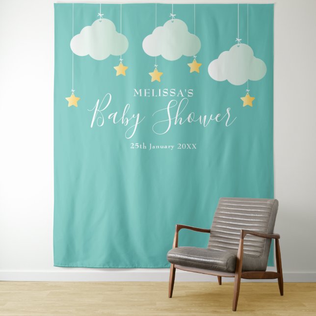 Baby Shower Gold Stars Foto Stand Hintergrund Wandteppich (Beispiel)