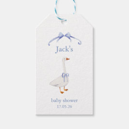 Baby shower goose blue geschenkanhänger