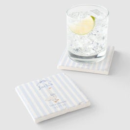 Baby shower goose blue steinuntersetzer