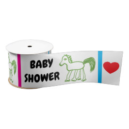 Baby Shower Green Horse Pink Blue Satinband