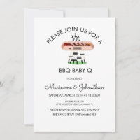Baby Shower GRILLEN Baby Q Grilling Hotdog Einladu