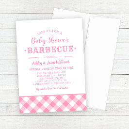 Baby Shower GRILLEN Pink Gingham Kariert Einladung